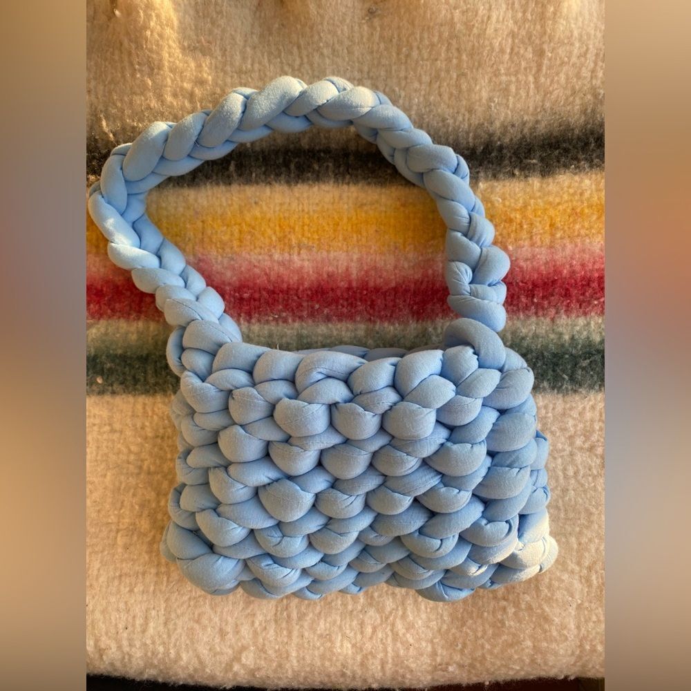 Handmade Crochet Baby Blue Handbag